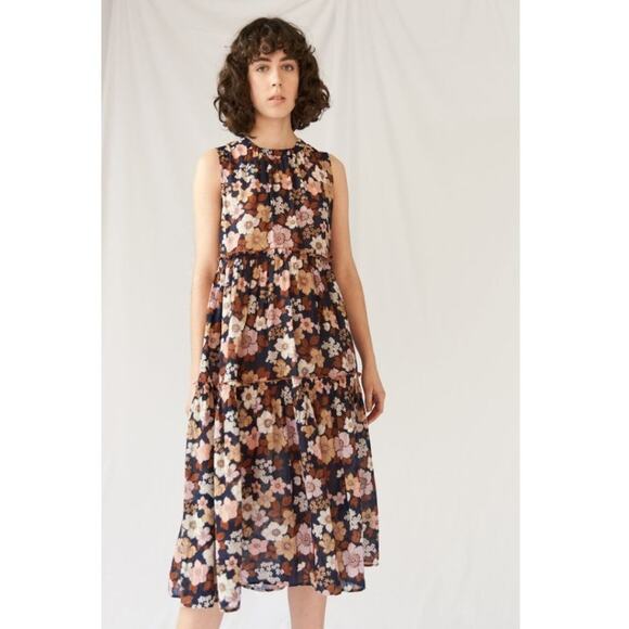 M.i.h Jeans Bailey Print Mila Midi Dress XS Brown NEW - Picture 1 of 12